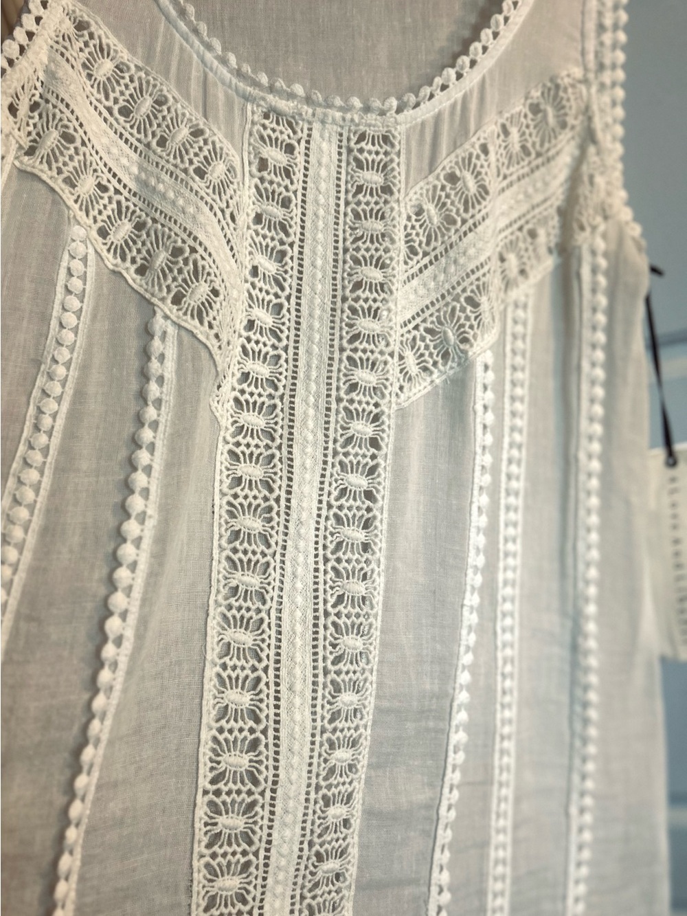 Johnny Was 4 Love and Liberty Ivory Lace Embroidered Tank Top S NWT Boho